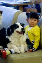 犬と一緒に記念撮影