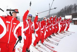 韓国で初めてのスキー体験